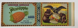 ADVERTISING Label Can San Jose Packing California Eagle Bear Pineapple V4 - Picture 1 of 1