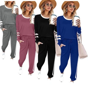 2Pcs Women Casual Tracksuit Hoodie Sweatshirt Tops Pants Set Sports Sweat Suit - Picture 1 of 15