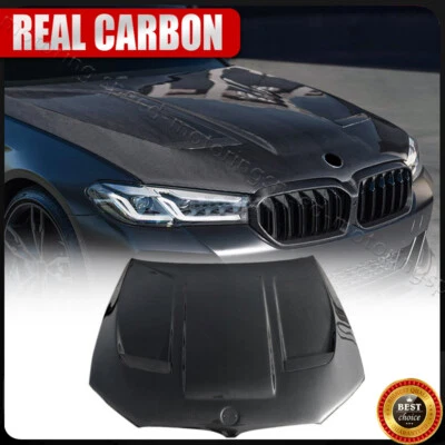 Dry Carbon Fiber Front Bumper Hood Bonnet Cover Fits BMW G30 M5 F90 LCI 2018-22 - Image 1 of 4