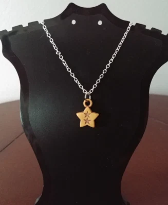 Fashion Silvertone Carved Star Charm Celestial Necklace Silver Chain Pendant - Image 1 of 4