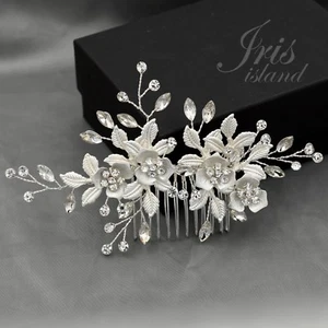 Peine de cabello de novia cabezal de cristal clip para cabello accesorios de boda 04107 flor S - Imagen 1 de 9