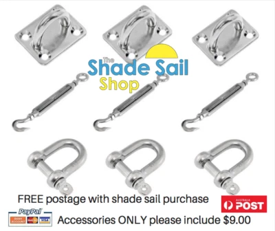 THE SHADE SAIL SHOP Shade Sail 8mm Installation Kit 9pcs Triangle/Right Angle shade sails TRA1-8mm