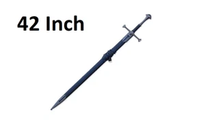 Crusader Sword Medieval Wood Scabbard Long Blade Knight Swords Chivalry Templar - Picture 1 of 8