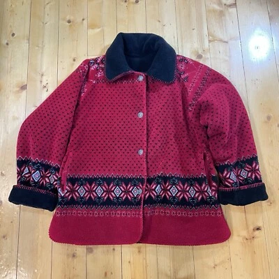 Chaqueta polar de felpa reversible Denali para mujer estampado rojo medio/negro Foto 1 de 4