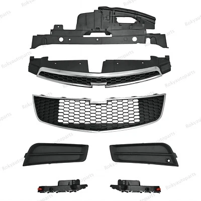 For Cruze 2011-14 Upper Lower Chrome Grille/Bumper Fog Light Cap /Radiator Cover Foto 1 de 4