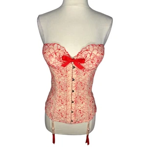 Savage X Fenty Floral Lace Strapless Back Lace Up Corset Garter Straps Size Med - Picture 1 of 9