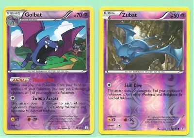 2016 GOLBAT & ZUBAT REV HOLO - 2 XY GENERATIONS POKEMON CARDS NM/M - Image 1 of 3