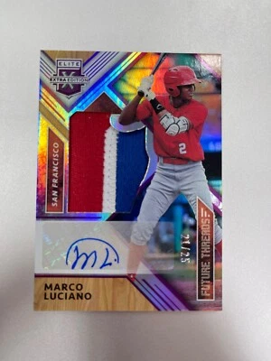 2018 PANINI ELITE EXTRA EDITION MARCO LUCIANO AUTO PATCH 21/25 USA GIANTS - Image 1 of 2