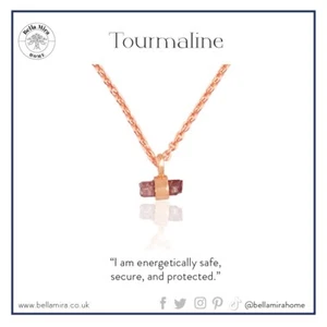 Collar Oro Rosa Turmalina Cruda Plata Esterlina Oro Rosa Protección Regalo de Curación - Imagen 1 de 11