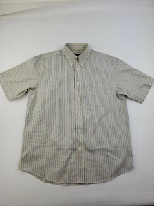 Eddie Bauer Button Down Short Sleeve Shirt Mens Size Medium | Yellow Stripe - Picture 1 of 12
