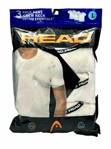 New Head Men’s 3 Pack Crew Neck Cotton Essential White Undershirts Sizes M and L - Picture 1 of 6