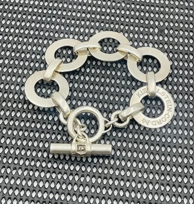 Kieselstein Cord Vintage Sterling Silver Wide Circle Disc Link Toggle Bracelet - Image 1 of 4