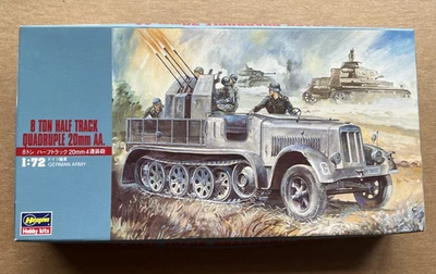 HASEGAWA 1:72 WWII GERMAN ARMY 8 TON HALF TRACK QUAD 20MM MN 31114 Open Box - Image 1 of 4
