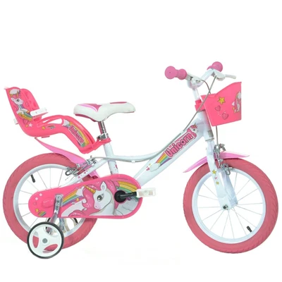 DINO BIKES Bicicletta Bambina 14 Pollici 3 4 5 6 Anni Unicorno con Rotelle Freno Bici Bimba