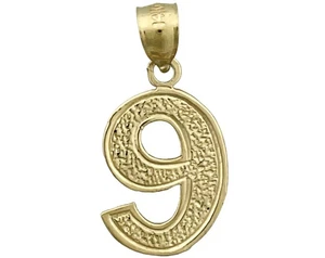 New 14K Gold Number 9 Charm - Imagen 1 de 6