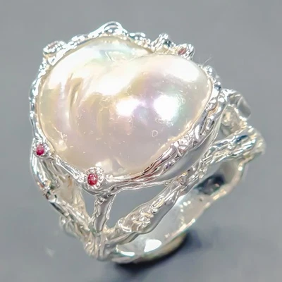 Jewellery Natural Baroque Pearl Ring 925 Sterling Silver Size 8.5 /R425792 - Image 1 of 4