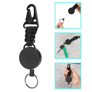 Steel Wire Rope Buckles Key Holder Retractable Keychain Badges Holder Enduring - Picture 1 of 8