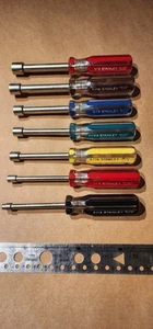 Vintage Stanley Nut Driver Lot Of 7 USA Clear Handle 66-506 508 510 511 512 516 - Picture 1 of 4