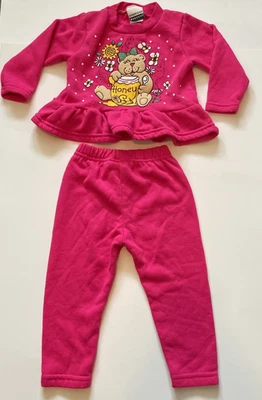 Excelente Conjunto de Pantalones de Sudadera Rosa Caliente Años 80 Osos 2T American Weekend EE. UU. Foto 1 de 4