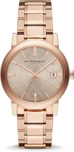 BURBERRY BU9034 Heritage Nova Check Swiss Rosetone 38mm Unisex Watch - Picture 1 of 7
