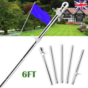 6ft Flag Pole Stainless Wall Mountable Tangle Free Rings Heavy Duty Rustproof UK - Picture 1 of 11