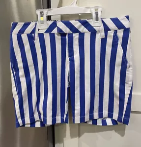 NWOT Volcom 7” Frochickie Sz 0 Blue & White Striped Cotton Stretch Shorts - Picture 1 of 11