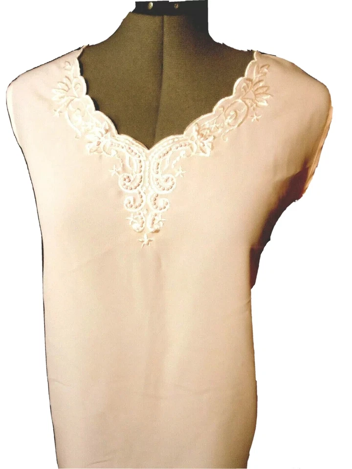 KATHY CHE жемчуг отделки V шеи Топ M розовый зубчатый cami Майка блузка с вышивкой - Изображение 1 из 4