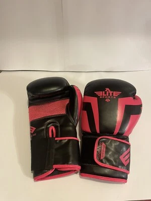 Elite sports 14oz gel gloves Pink And Black (Small Tear) - Image 1 of 4