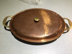 NEW NOS SWISS STOCKLI NETSTAL COPPER HAMMERED FISH POT OVAL 16" X 10" Casserole - Picture 1 of 7
