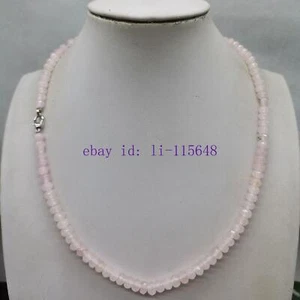 Mujeres 4x6mm Rosa Facetado Rondelle Cuentas Jade Rondelle Gema Collar Cierres de Plata - Imagen 1 de 2