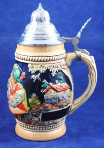 Large German STEIN Stoneware BEER TANKARD / MUG with OKTOBER FEST Festival Image - Picture 1 of 12