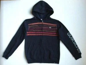 Quiksilver Boy’s Black Red Long Sleeve Full Zip Cotton Blend Hoodie Large - Picture 1 of 5