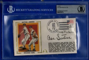 DON SUTTON PHIL NIEKRO Signed 1986 PITCHING DUEL GATEWAY BAS certified/Encapsula - Picture 1 of 1