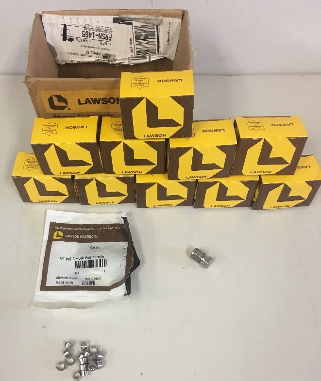 LAWSON 15105 A-LOK CAP FITTING CONNECTOR 1/4"  316 SS LOT OF 10 WITH FERRULES - Изображение 1 из 1