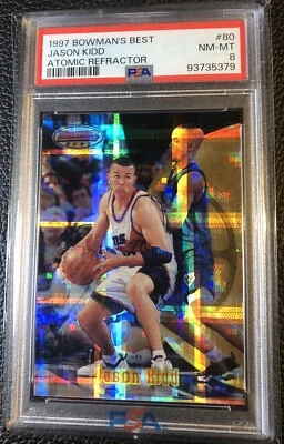Bowman's Best Atomic Refractor Jason Kidd 1997-98 PSA 8 casi nuevo-como nuevo #80 HOF POP 3 10^ Foto 1 de 3