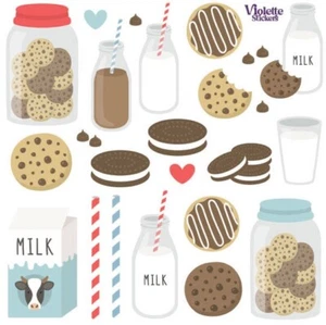 Violette Stickers Milk & Cookies Food Fun Crafts Planner Supply Scrapbook Party - Picture 1 of 2