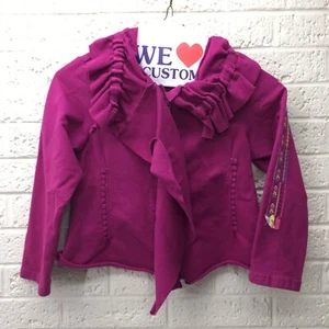 NAARTJIE KIDS Sz 6 L Purple Long Sleeve Zip Up Shirt Ruffle Collar Accent •VGUC‼ - Picture 1 of 9