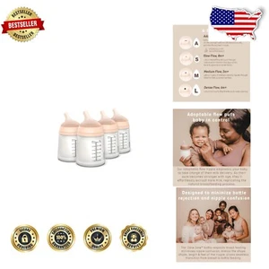 Angled Nipple Anti-Colic Bottle Set - 6 oz, Ideal for Colicky Infants | 4-Pack - Picture 1 of 10