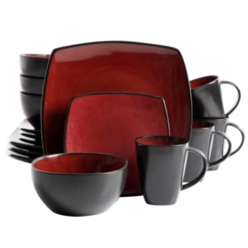 Gibson Elite Soho Lounge Square 16-Piece Dinnerware Set,  Red - Image 1 of 1