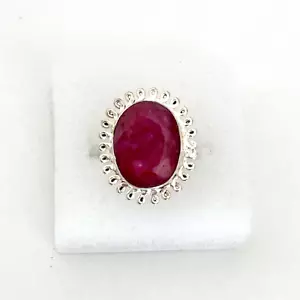 925 Sterling Silber echter Rubin facettierter Edelstein Bandring Größe 4,5 - Bild 1 von 10