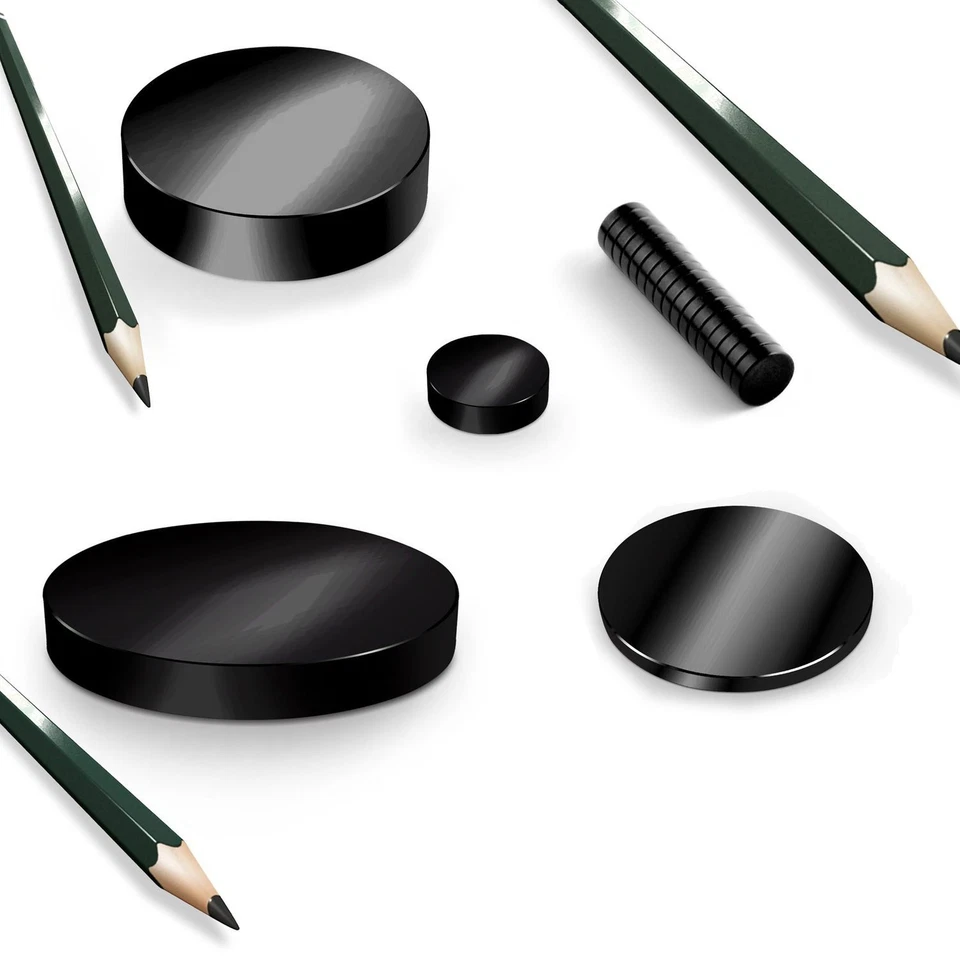 IMPLOTEX Neodym Magnete Magnet Scheiben D12mm - D80mm - N45 SCHWARZ Black Edition