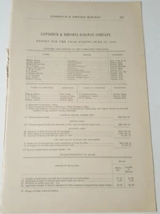 1884 railroad document LAWRENCE & EMPORIA RAILWAY Carbondale Osage Lyon KS train - Picture 1 of 4