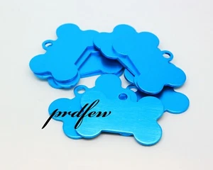 Wholesale Blue Pet Tag Dog Bone 16G Medium Anodized Aluminum Pet ID Lot of 10  - Picture 1 of 3