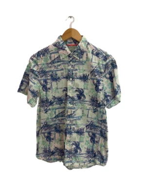 Vintage tom tailor floral pattern blue womens large short sleeve shirt |SKU 1951 - Image 1 of 4