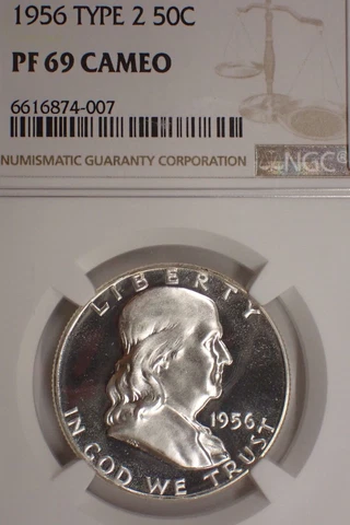 1956 PROOF FRANKLIN HALF DOLLAR TYPE 2 NGC PF-69 CAMEO Cover