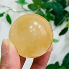 112G Natural Yellow Iceland Spar Quartz Sphere Crystal Ball Energy Healing