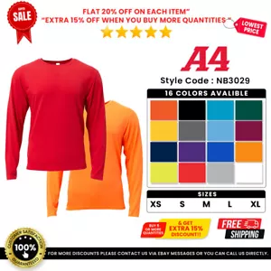 A4 Youth NB3029 Premium Softek Moisture Wicking Long Sleeve T-Shirt - Picture 1 of 17