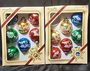 Vintage Pyramide 15 Satin Glanz Glas FROHE Weihnachtsschmuck.              A1 - Bild 1 von 10