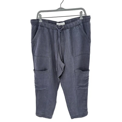 C&C California Linen Blend Cargo Pants Navy Blue Crop Drawstring Waist Women XL - Image 1 of 4