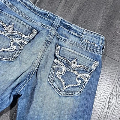 Pantalones de mezclilla Big Star para mujer talla 32 azul Remy corte bota lavado medio bolsillo solapa acampanado EE. UU. Foto 1 de 4
